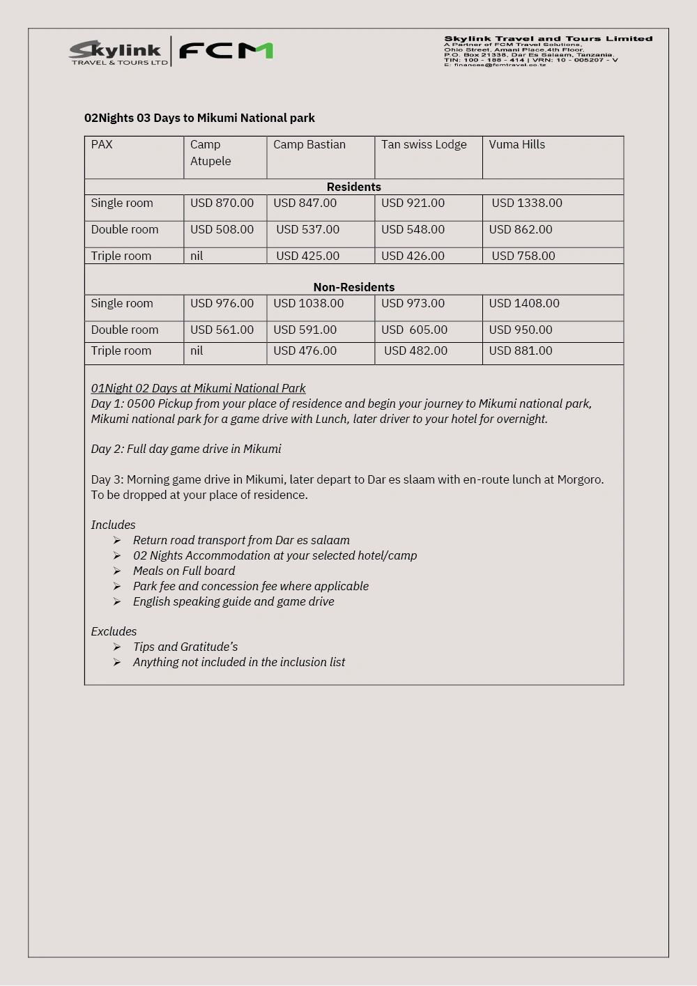 Mikumi National Park PDF 3